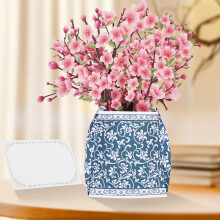 AOOTE Blue and White Porcelain Vase 3D Pop-up Flower Bouquet Greeting Card, Pop Up Birthday Cards, Mothers Day Cards Pop Up with Envelope for Mothers
