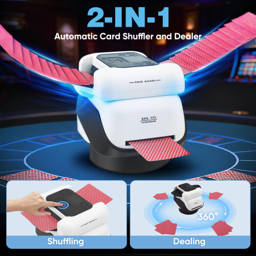 2-in-1 Automatic Card Shuffler for 2-8 Players 2