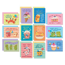 Sweetzer & Orange Funny Birthday Cards Bulk Set – 24 Punny Cards (12 Designs, 2 Each) with 24 Colorful Envelopes & Storage Box – Funny Messages