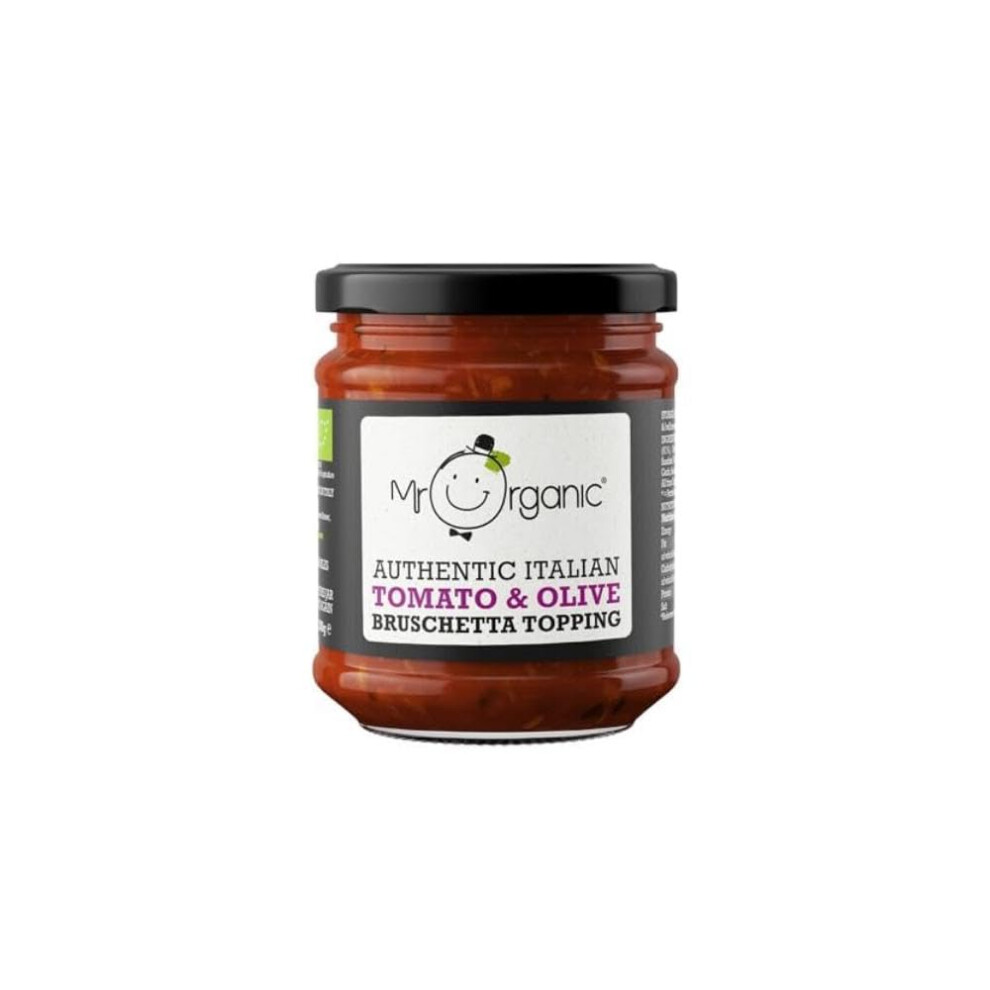 Mr Organic Tomato & Olive Bruschetta Topping 200G - Italian Condiment, Blend Of Tomatoes & Olives - Ideal For Bruschetta, Pasta, And Salads