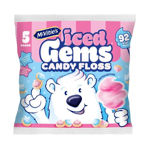 McVitie's Iced Gems, Candyfloss Flavoured Biscuits, Multipack, 23 g