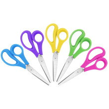 Asdirne 5" School Pack of Kids Scissors with Soft Comfort-Grip Handles, Assorted Colors, Blunt-tip, 5 Packs