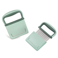 DOETYD Potato Crinkle Cutter Stainless Vegetable Chipper Wavy Knife Slicer (Green)