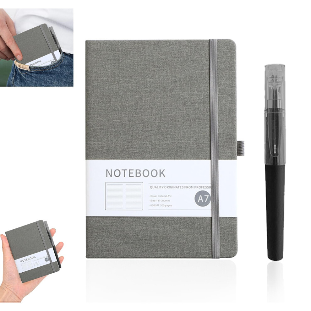 Photos - Notebook DomoJoy a7 pocket  with Pen, Small Notebook PU leather, mini Pocket Notepad for Work, Diary, Travel, Study (Dark gre