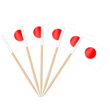 AhfuLife 100/200pcs Japan Toothpick Flags Cake Toppers, Japanese Cocktail Stick Flag for Sandwich Food Cupcake Toppers Tableware World Cup Party