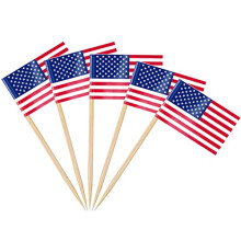 AhfuLife 100/200pcs American Toothpick Flags, USA America Cocktail Stick Flag for 4th July Independence Day Sandwich Food Cupcake Toppers Tableware