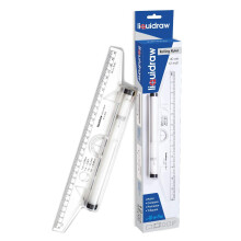 Liquidraw Rolling Ruler 30cm / 12 inch Protractor | Metric Technical Drawing Tool for Architects, Engineers & Students | Measure Angles