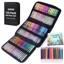 Mutsitaz 120 Packs Coloring Gel Pens Set, 60 Coloured Gel Pen with 60 Refills Set for Adult Colouring Books, Drawing,and Writing