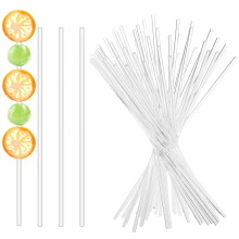 50 Pcs Acrylic Lollipop Sticks 8 Inch Cake Pop Sticks Clear Round Stir Rod Handmade DIY Reusable Cake Topper Sticks for Making Candy Dessert