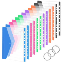 Surcotto 12 Pack Expandable Punched Pockets A4 Plastic File Jackets, Colourful File Pockets