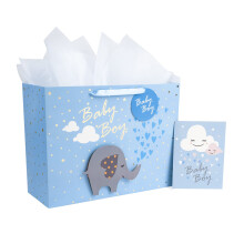 Loveinside Extra Large Gift Bag with Gift Card and White Tissue Paper - Baby Boy 3D Making Design - 40.7 15.3 30.5 cm