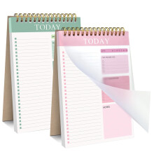 Zhswlp 2 Pack To Do List Notebook, Undated Daily Planner Spiral Notepad 104 Page A5 To Do List Pad tracking for Daily Plans, Work Study and Personal