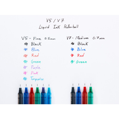 Pilot PILOT - V7 Hi-Tecpoint Liquid Ink Rollerball Pen - Medium 0.7mm Tip - 5 x Black