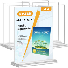 Flow fire A4 Acrylic Sign Holder, 6 Pack, T-Shaped Table Menu Display Stand