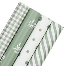 4 Rolls Gift Wrapping Paper, 43cm x 3m Sage Green Birthday Wrapping Paper for Baby Shower Birthday Wedding Graduation
