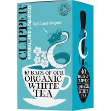 Clipper Organic White Tea Bags | 40 Bags of White Tea from China | for Home or Office | Herbal Tea Bags | Natural, Unbleached Teabags | Sustainable,