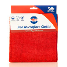 Nilco Microfibre Cloths Red, 5 Pack, Non-Abrasive, Highly Absorbent and Streak-Free Cleaning Cloths for All Surfaces