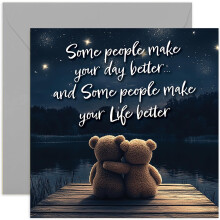 Thank You Cards for Friends - Best Friend Support Greeting Card - 'Make Your Life Better' Cute Sweet Teddy Bear Thinking of You Card for Family