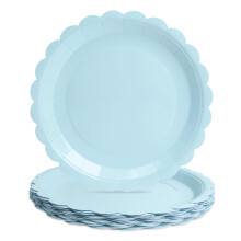 PARTY GO 16 7'' Wavy Edge Plain Paper Plates for Dinner and Dessert Perfect for Graduation, Holidays, Weddings, Birthday Parties