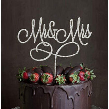 Mr and Mrs Cake Topper, Acrylic Silver Wedding Cake Topper Party Cake Decoration