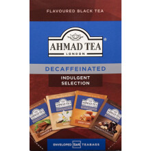 Ahmad Tea Black Tea | Decaffeinated Indulgent Selection | Vanilla, Sweet Caramel, Chocolate & Hazelnut, Cinnamon Spice | 20 Teabag Sachets | 1 Pack
