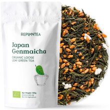 Genmaicha Tea Organic 100g (50 Cups) | Japan Genmaicha Green Tea Loose Leaf with Roasted Rice REPLANTEA