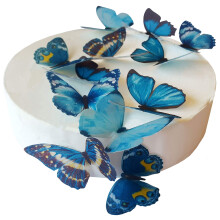 Anglesit 12 X PRE-CUT BEAUTIFUL LARGE BLUE BUTTERFLIES EDIBLE RICE/WAFER PAPER PRE CUT CUPCAKE CAKE DESSERT TOPPERS BIRTHDAY PARTY WEDDING BABY