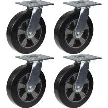 200mm 8" castor black rubber swivel strong 1800kg capacity, set of 4