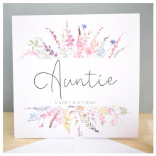 Happy Birthday Auntie Card | Aunt Aunty Birthday Card | Card for Her | Mums Sister | Rainbow Summer Flowers | 148mm Square Modern Greeting Card