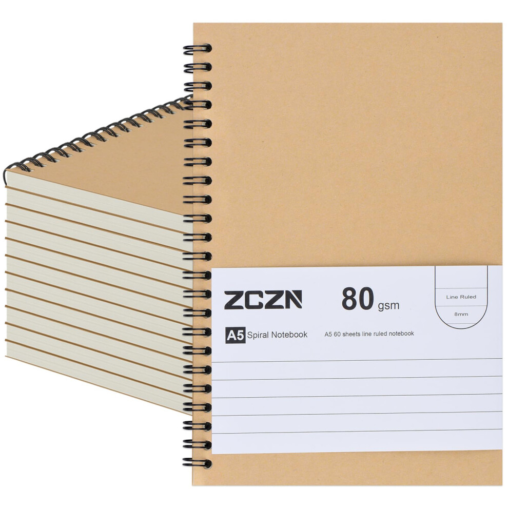 Photos - Notebook ZCZN A5 Lined , 12 Pack Spiral s for School, Study, Office Use, 120 Pages/60 Sheets
