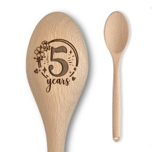 Five Years Anniversary Engraved Wooden Spoon | Gift for 5th Fifth Year Couples Wood Wooden Wedding Anniversary