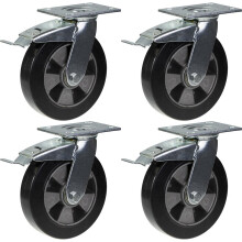 200mm 8" castor black rubber swivel with brake strong 1800kg capacity, set of 4