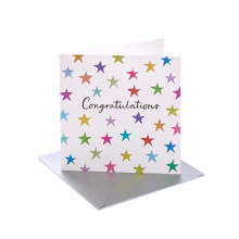 UK Greetings | Congratulations Card | Proud of You/Exam Results/Graduation | Her/Him | Shiny Stars Design | With Envelope | 165 x 165 mm