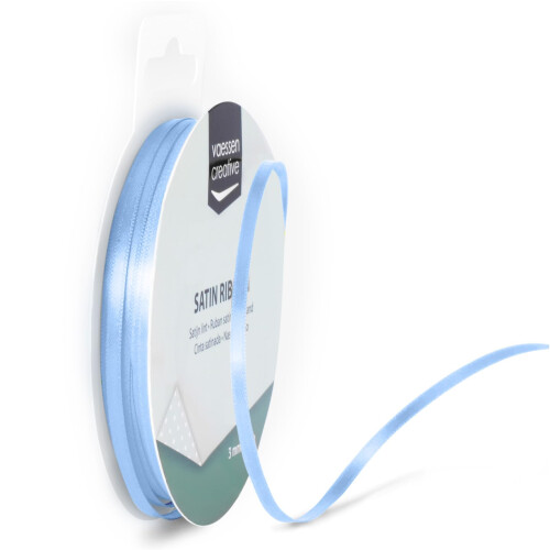 Vaessen Creative Satin Ribon, Fabric, Light Blue, 3mm