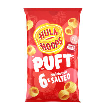 Hula Hoops PUFT - SALTED Multipack 6 x 15g Bags - Deliciously light and crispy puffed hula hoops - Completely free from artificial flavours