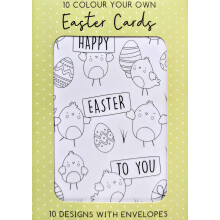 10 Colour Your Own Easter Cards with Envelopes – Kids Colouring Activity | Eco-Friendly Packaging | Fun Craft