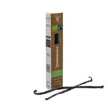 Organic & Fairtrade Madagascan Vanilla Pods | 2 Grade A Bourbon Vanilla Beans | Premium Sticks for Baking & Cooking | Resealable Tube | Vanillabazaar
