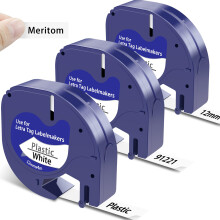 5X Replacement for Dymo Letratag Refills Tape Plastic Black on White, 91201 12mm x 4m