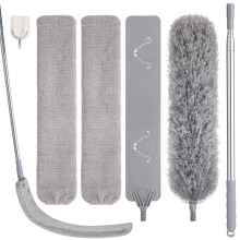 wlich Feather Duster with Extension Pole, Bendable Microfiber Head, Household Cleaning Set for Ceiling Fans, Furniture, Windows, Cobwebs