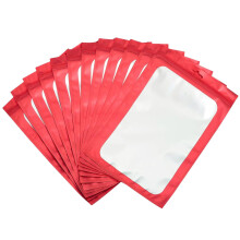 30Pcs Red Mylar Ziplock Foil Sealed Holographic Plastic Packaging Bags, 16x24cm Smell Proof Sweet Pouches