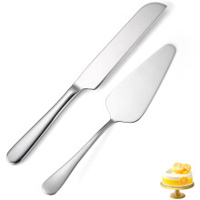 tiokin Wedding Cake Knife and Server Set Silver,Stainless Steel Cake Cutting Set,2Pcs Include Cake Cutter and Cake Server for Wedding, Birthday