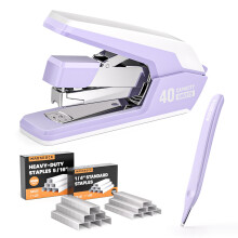 Effortless Heavy Duty Desktop Stapler, 40 Sheet Capacity, 1-Finger Press Stapling, Ergonomic & Easy to Load