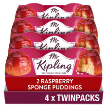 Mr Kipling Raspberry Sponge Pudding Desserts, 190 g (Pack of 4)