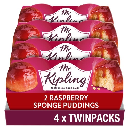 Mr Kipling Raspberry Sponge Pudding Desserts, 190 g (Pack of 4)