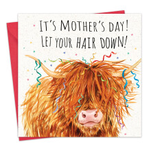 Twizler Funny Mother's Day Card for Mum - Highland Cow - Happy Mothers Day Card from Son or Daughter - Mummy Humour