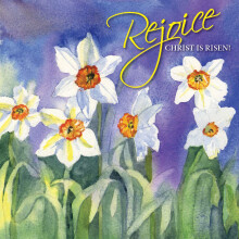 Religious Easter Cards - Rejoice! He is Risen!, pack of 5, with white envelopes, with Bible verse inside these Christian Easter cards