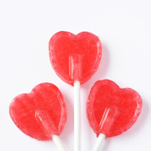 Red Cherry Heart Shaped Lollipops, Sweet Candy Lollies Ideal for Wedding Favours, Valentines Day, Baby Showers, and Party Favours