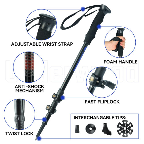 Underwood Aggregator Walking Poles 2 Pack Collapsible Hiking Stick 1