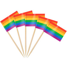 AhfuLife 200pcs Rainbow Pride Toothpick Flags Cake Toppers, LGBTQ Pride Cocktail Stick Flag