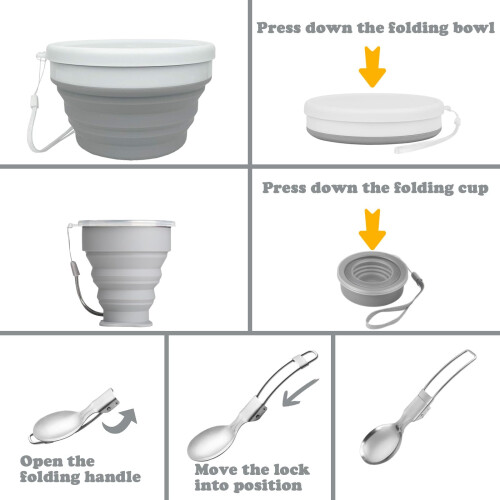 6 in 1 Foldable Storage Camping Mess Kit for Travel, Camping, Picnic, 2